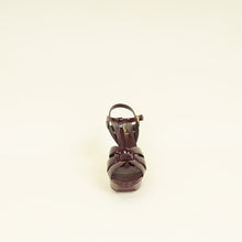 YSL Burgundy Tribute Heeled Sandals 39