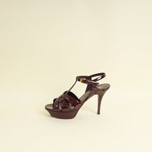 YSL Burgundy Tribute Heeled Sandals 39
