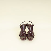 YSL Burgundy Tribute Heeled Sandals 39