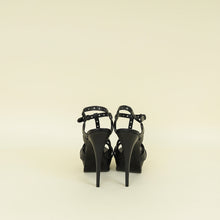 YSL Black Perforated High Heeled Platform Tribute Sandals 39