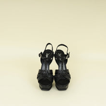 YSL Black Perforated High Heeled Platform Tribute Sandals 39
