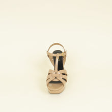 YSL Dark Beige Tribute Platform Sandal 39