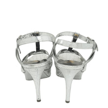 YSL Silver Croco Embossed Tribute Sandal 40