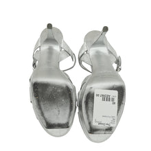 YSL Silver Croco Embossed Tribute Sandal 40