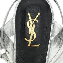 YSL Silver Croco Embossed Tribute Sandal 40