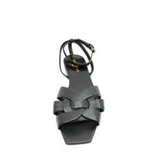 YSL Black Tribute Ankle Strap Flat Sandals 42