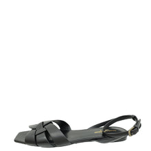 YSL Black Tribute Ankle Strap Flat Sandals 42