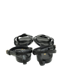 YSL Black Tribute Ankle Strap Flat Sandals 42