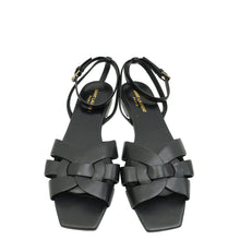 YSL Black Tribute Ankle Strap Flat Sandals 42