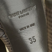 YSL Gray LIzard Embossed High Heeled Tribute Sandals 35