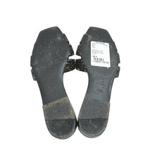 YSL Black Coarse Glitter Tribute Flat Mules 36.5