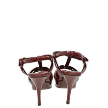 YSL Dark Red Mid Heel Tribute Sandals 36.5