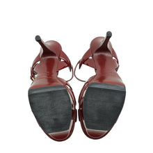 YSL Dark Red Mid Heel Tribute Sandals 36.5