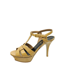 YSL Beige Mid Heel Tribute Sandals 36.5