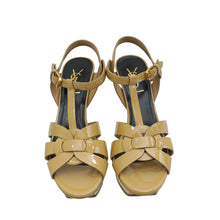 YSL Beige Mid Heel Tribute Sandals 36.5