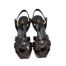 YSL Bordeaux Mid Heel Tribute Sandals 37