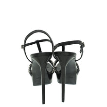 YSL Black Jane Chain Pearl Platform Heeled Sandals 37