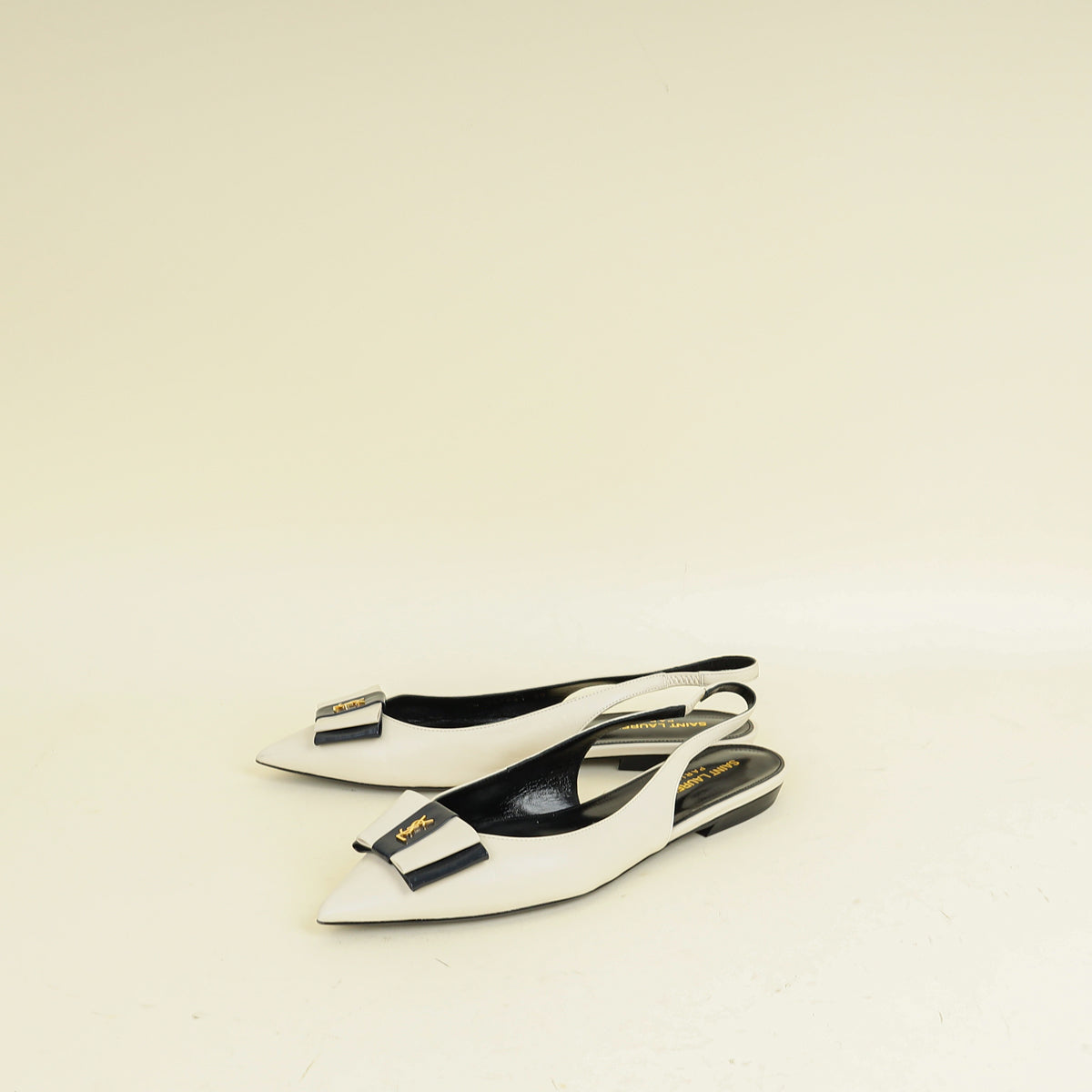 YSL Bicolor Anais Slingback Flats 38