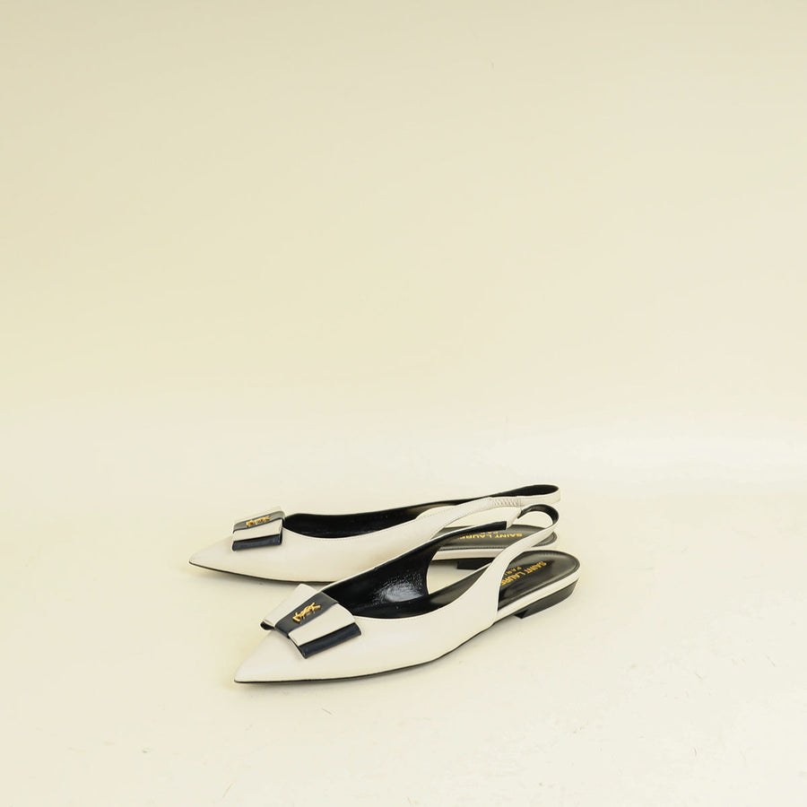 YSL Bicolor Anais Slingback Flats 38
