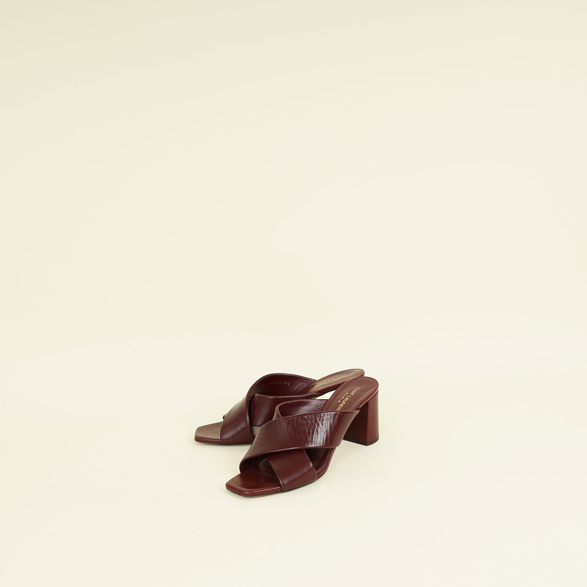 YSL Burgundy Loulou Criss Cross Mules 39.5