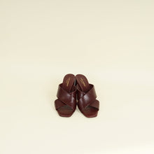YSL Burgundy Loulou Criss Cross Mules 39.5