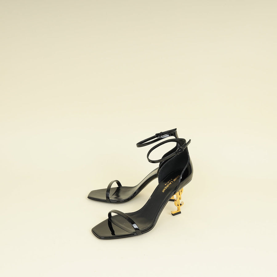 YSL Black Opyum Ankle Strap Sandal 39