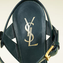 YSL Green Heeled Tribute Sandal 39.5