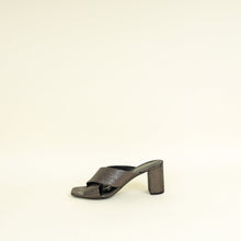 YSL Metallic Dark Grey Loulou Criss Cross Mules 40