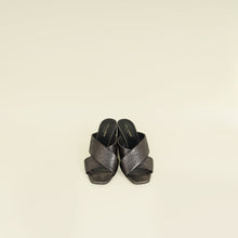 YSL Metallic Dark Grey Loulou Criss Cross Mules 40