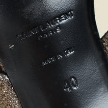 YSL Metallic Dark Grey Loulou Criss Cross Mules 40