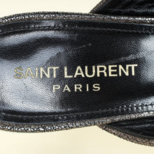 YSL Metallic Dark Grey Loulou Criss Cross Mules 40