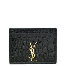 YSL Black Croco Embossed Cassandre Card Case