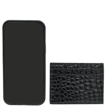 YSL Black Croco Embossed Cassandre Card Case