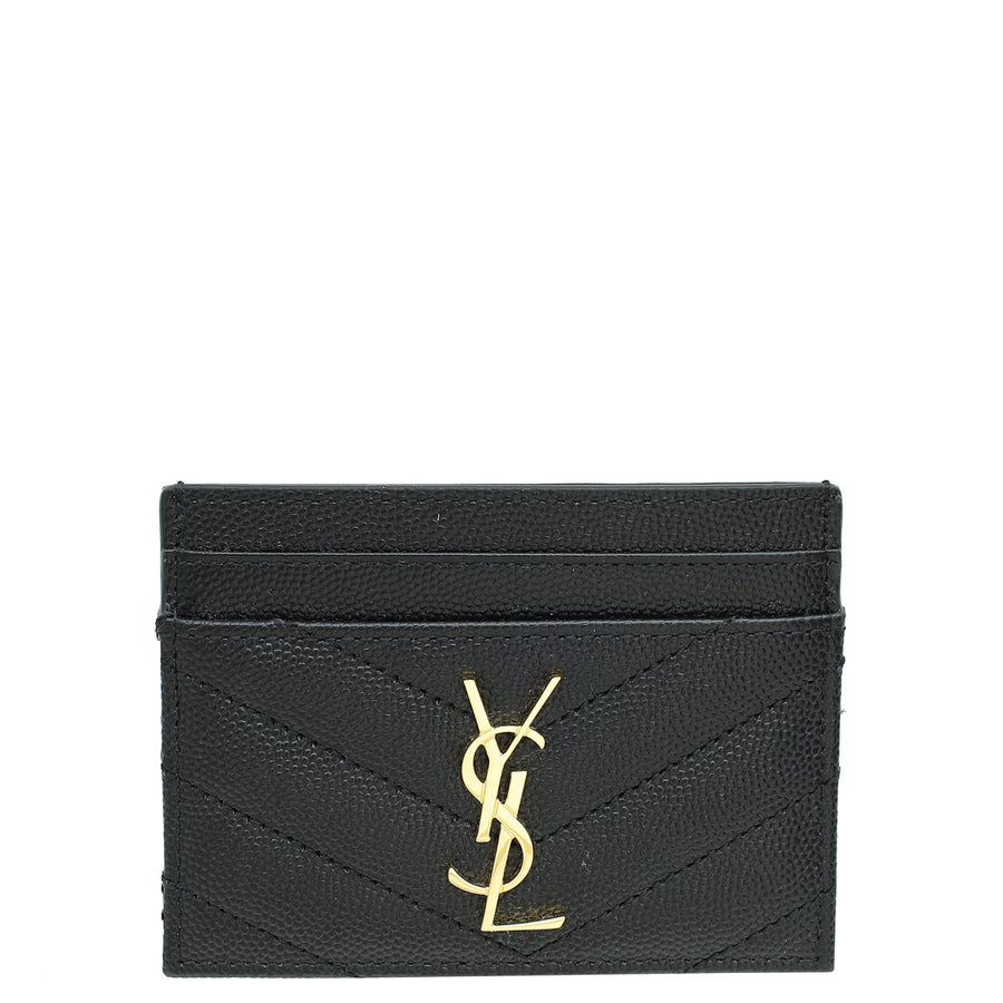 YSL Black Cassandre Matelasse Card Case