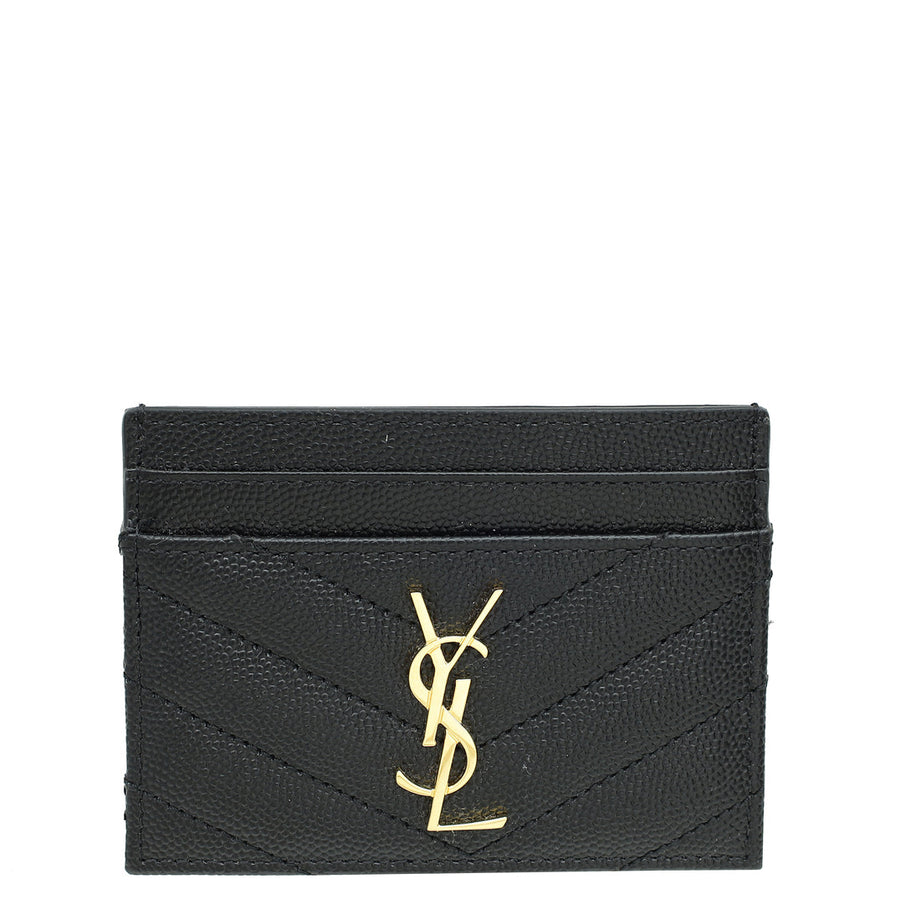 YSL Black Cassandre Matelasse Card Case