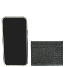 YSL Black Croco Embossed Cassandre Card Case