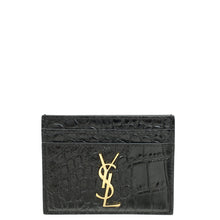 YSL Black Croco Embossed Cassandre Card Case