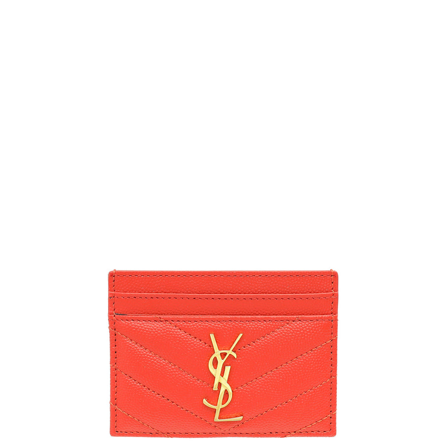 YSL Red Cassandre Matelasse Card Case