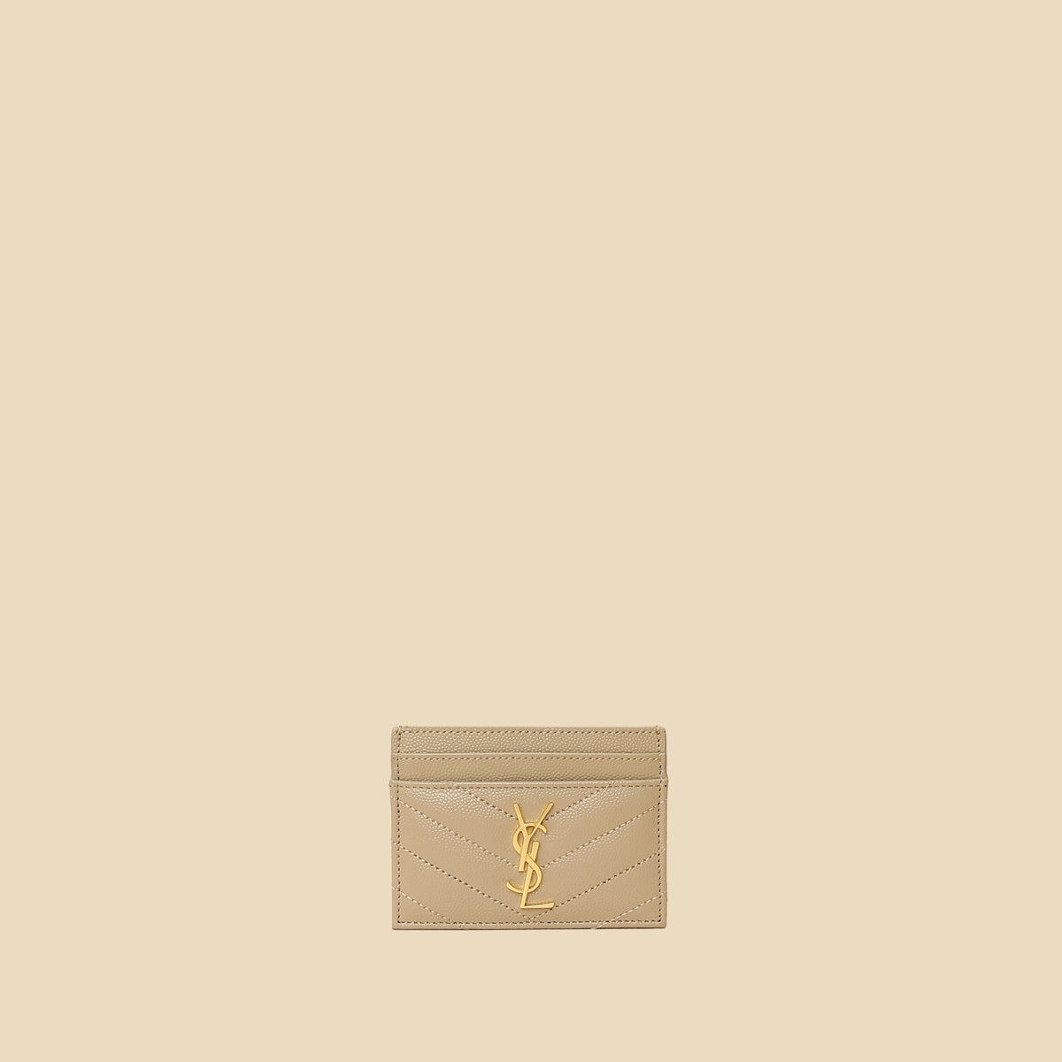 YSL Beige Cassandre Matelasse Card Case