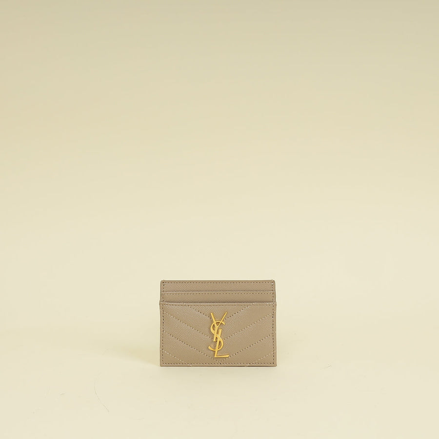 YSL Beige Cassandre Matelasse Card Holder