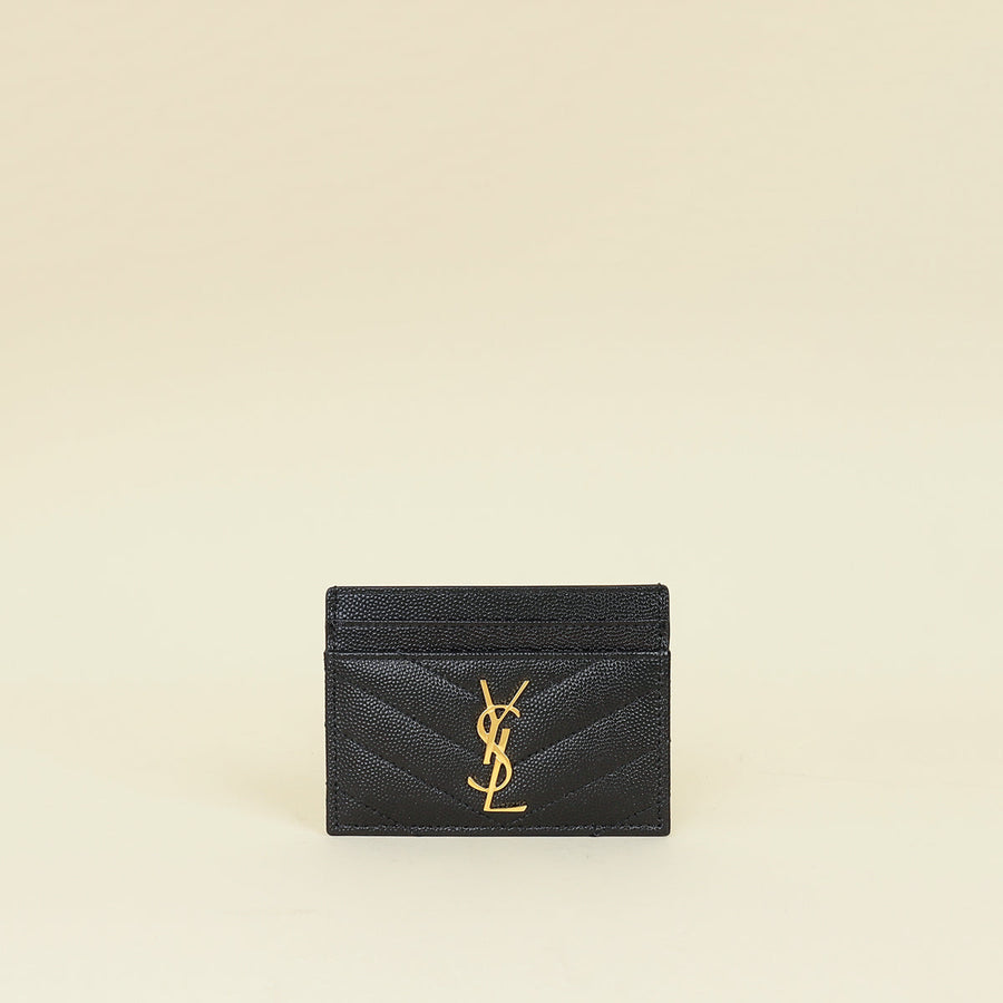 YSL Black Cassandre Matelasse Card Holder