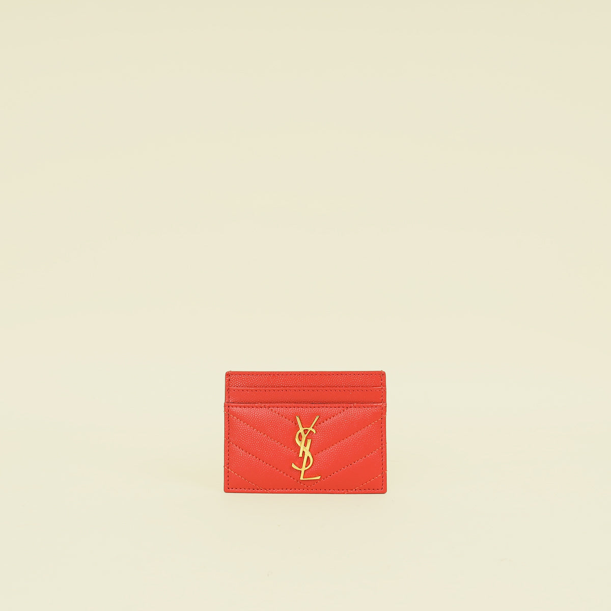 YSL Red Cassandre Matelasse Card Holder