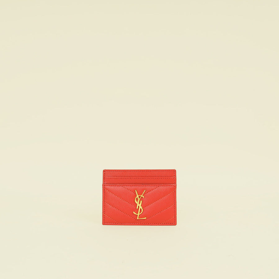 YSL Red Cassandre Matelasse Card Holder