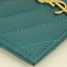 YSL Teal Cassandre Matelasse Card Holder