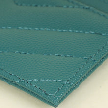 YSL Teal Cassandre Matelasse Card Holder
