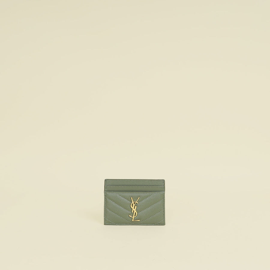 YSL Sage Green Cassandre Card Case