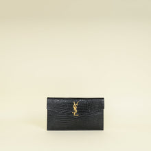 YSL Black Croco Embossed Uptown Clutch