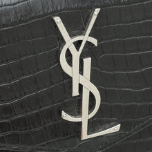 YSL Black Croco Embossed Uptown Pouch