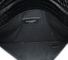YSL Black Croco Embossed Uptown Pouch