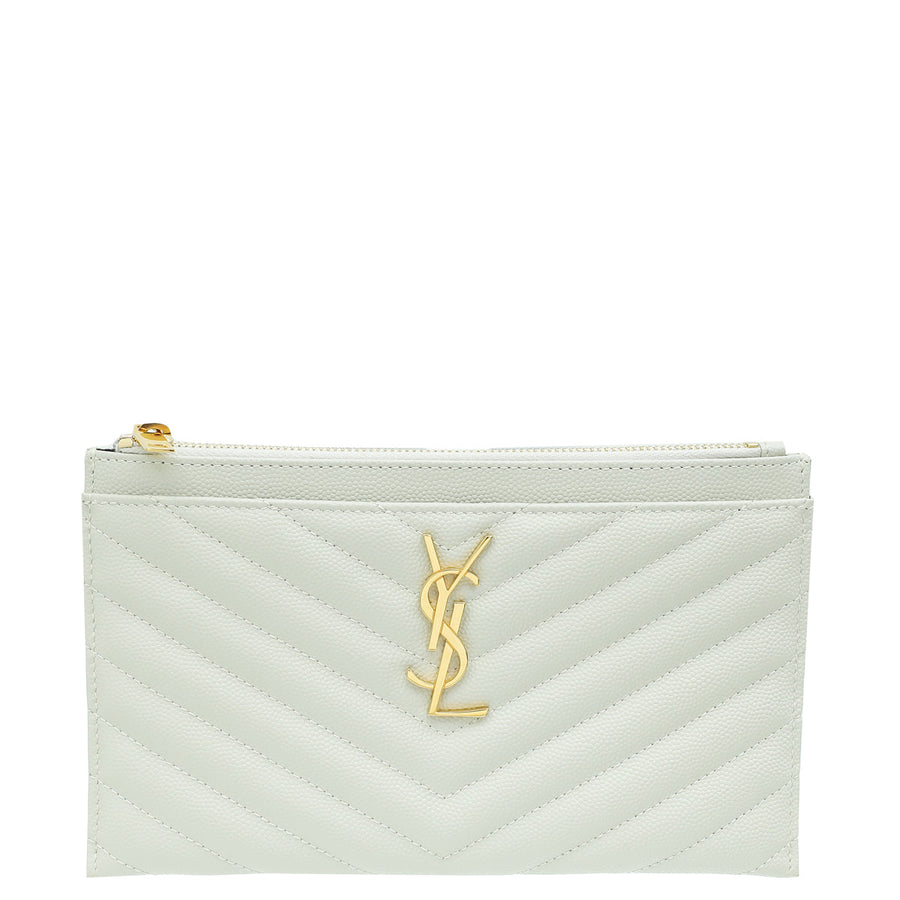 YSL Vintage Blanc Monogram Bill Pouch